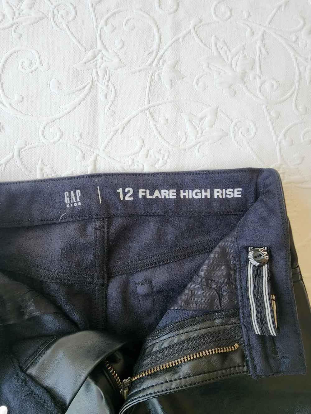 GAP Kids Faux Leather Flare Pants High Rise Black Size 12